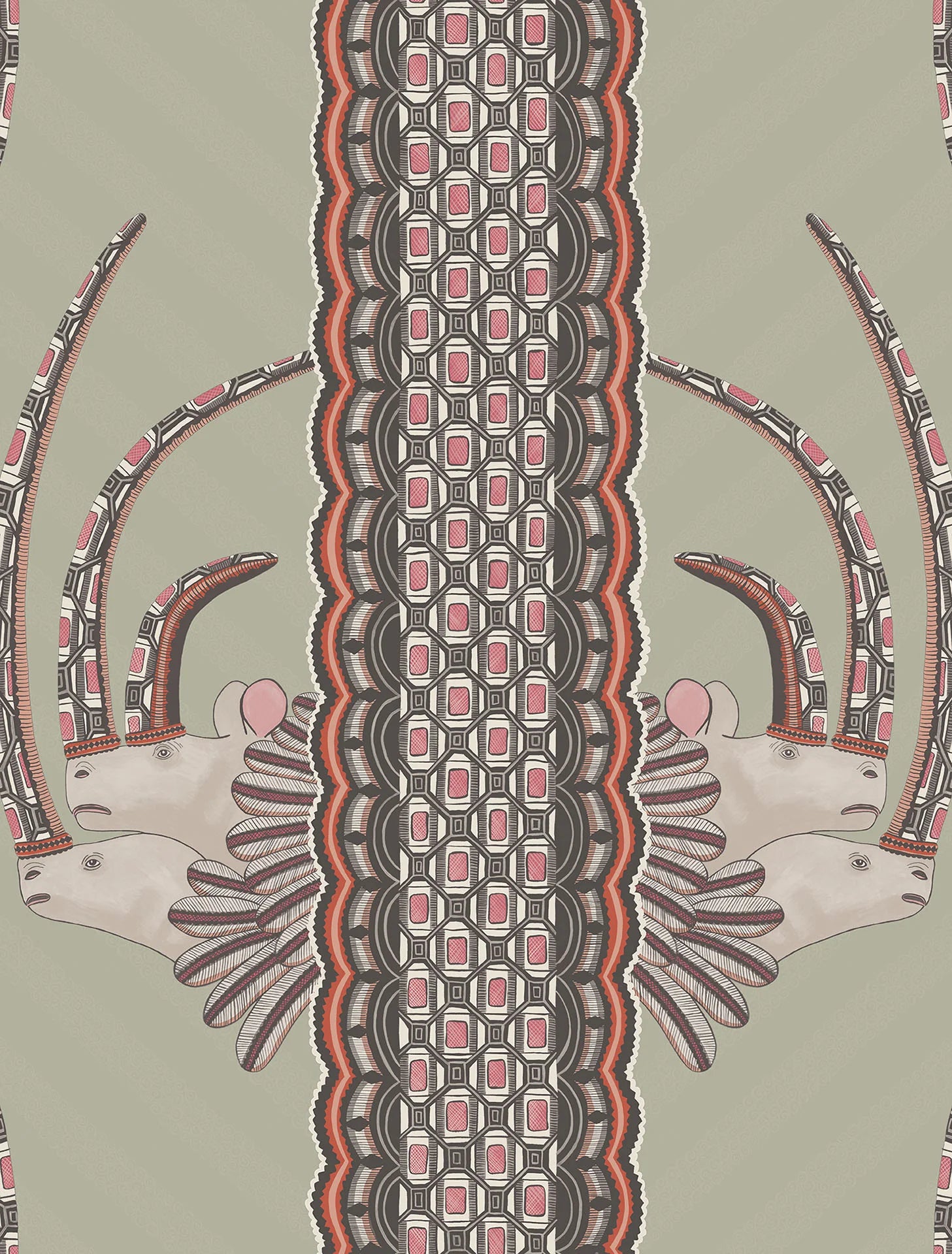 Cole & Son Ardmore Jabu, Coral on Soft Olive