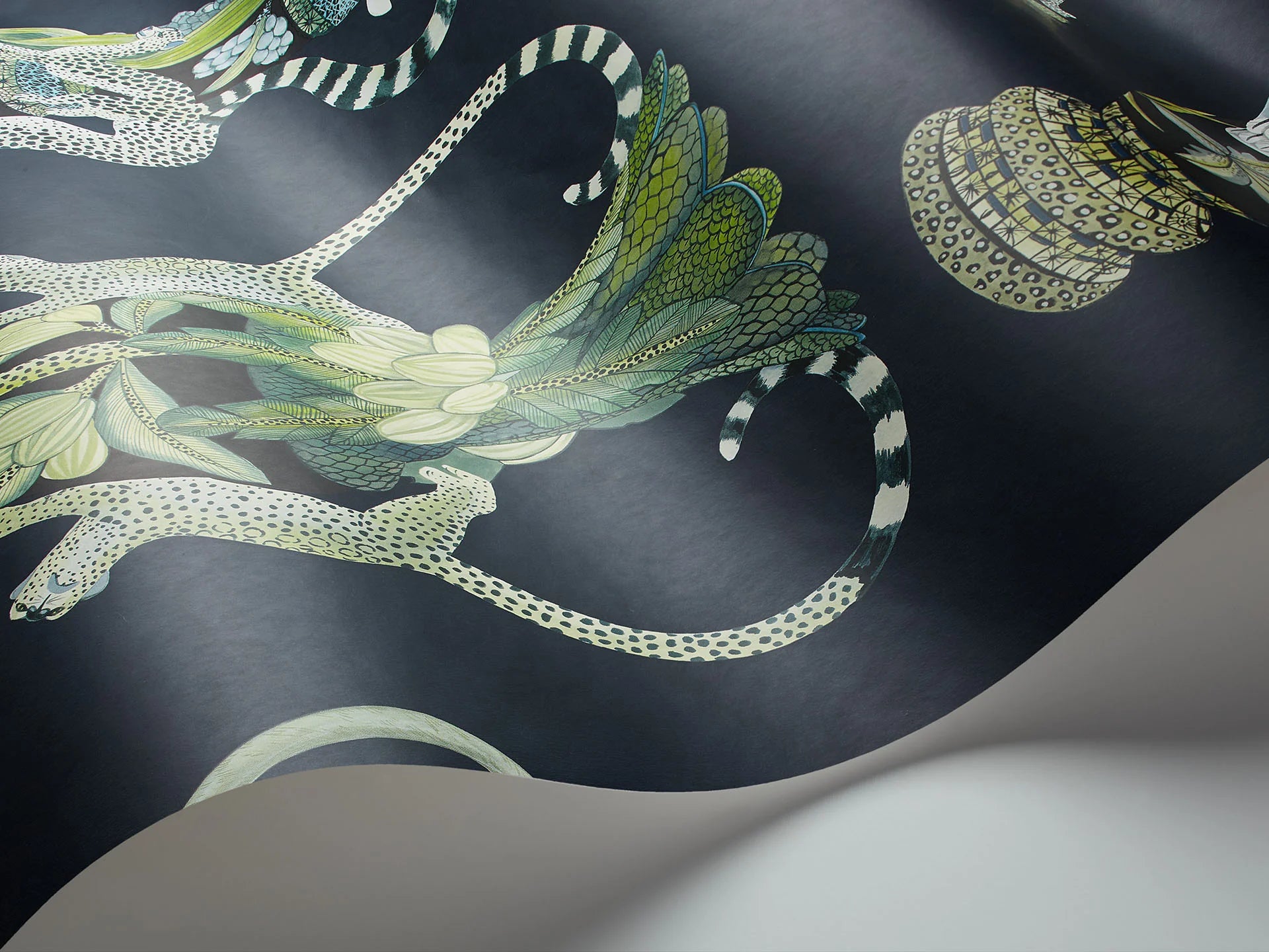 Cole & Son Ardmore Khulu Vases, Multi Greens & Blues on Ink
