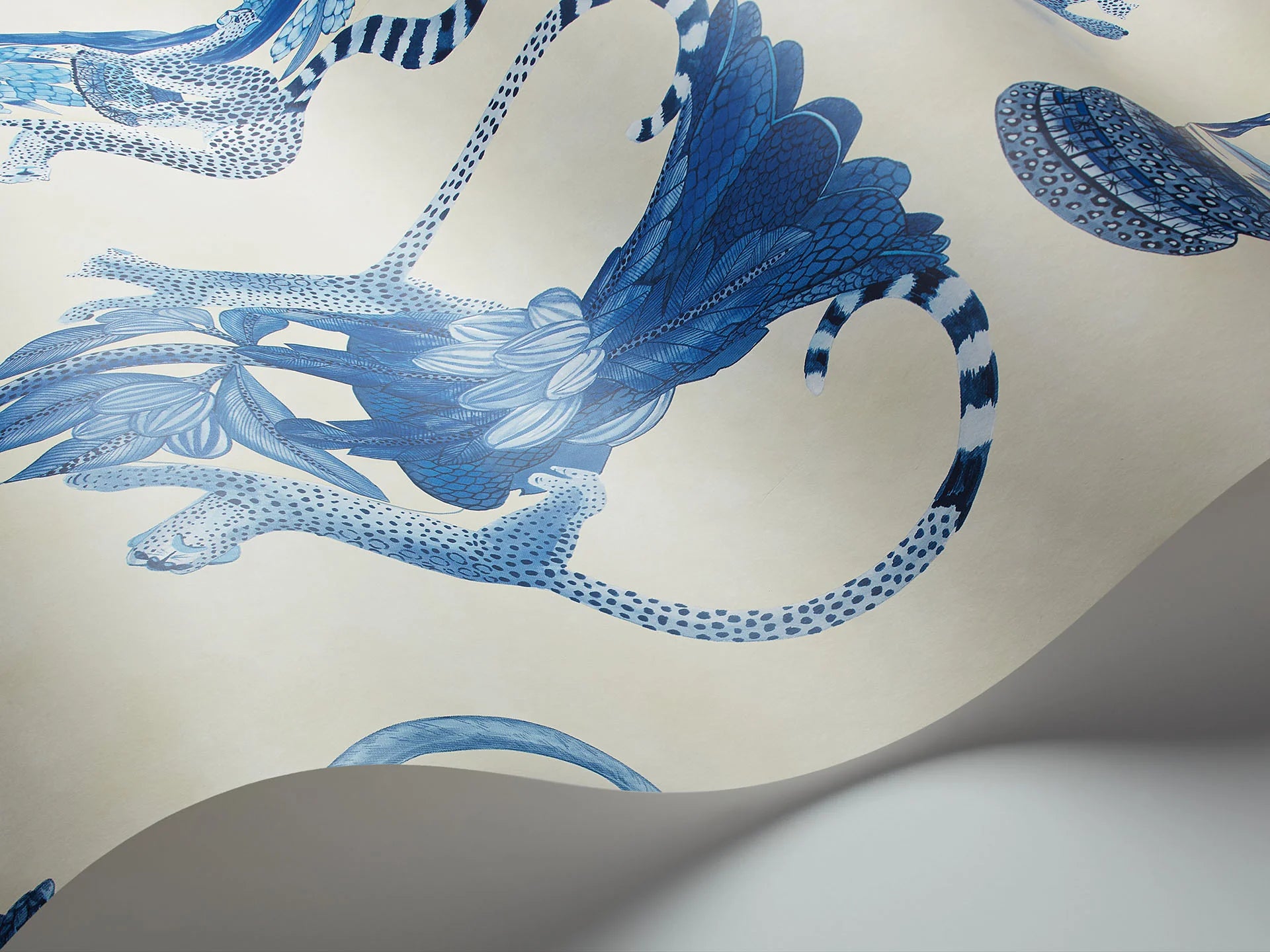 Cole & Son Ardmore Khulu Vases, China Blue on Pale Cream