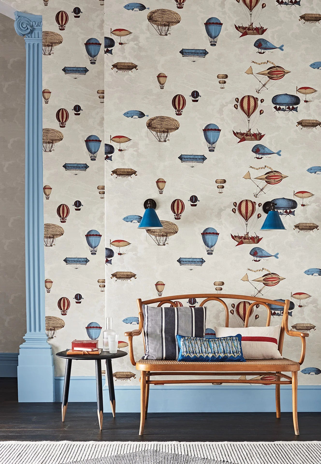 Cole & Son Fornasetti Macchine Volanti, Stone, Rouge & Blue