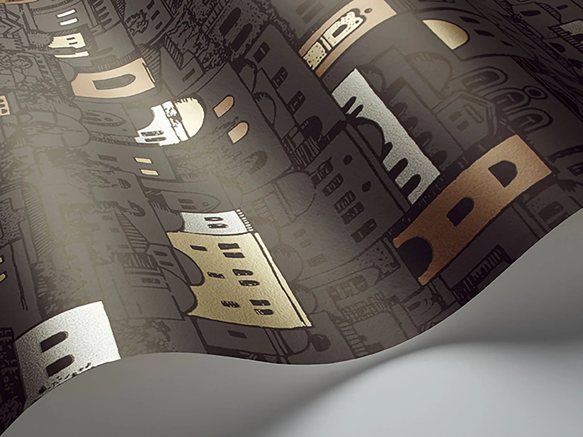 Cole & Son Fornasetti Mediterranea, Charcoal & Metallics