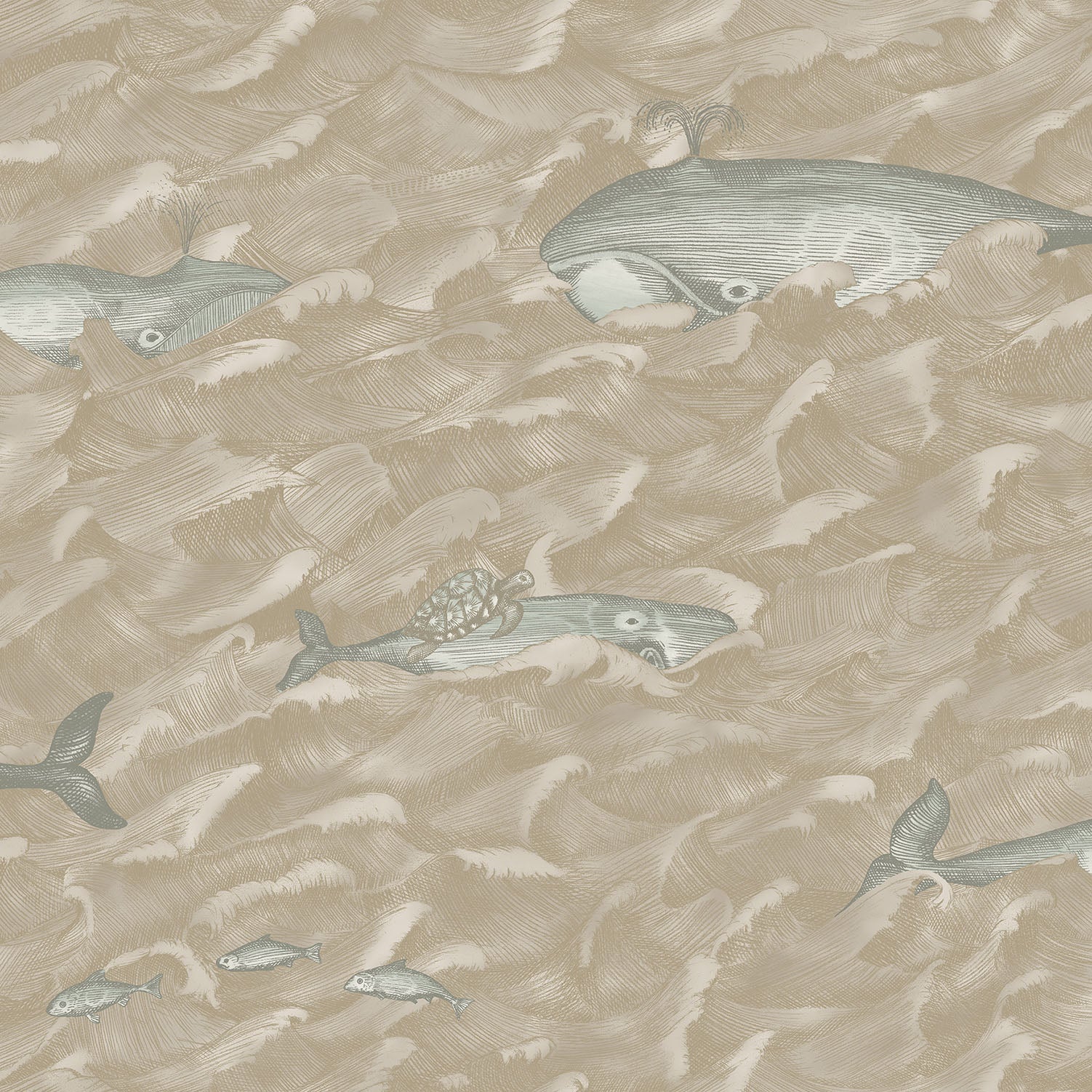Cole & Son Whimsical Melville, Seafoam & Metallic Gilver
