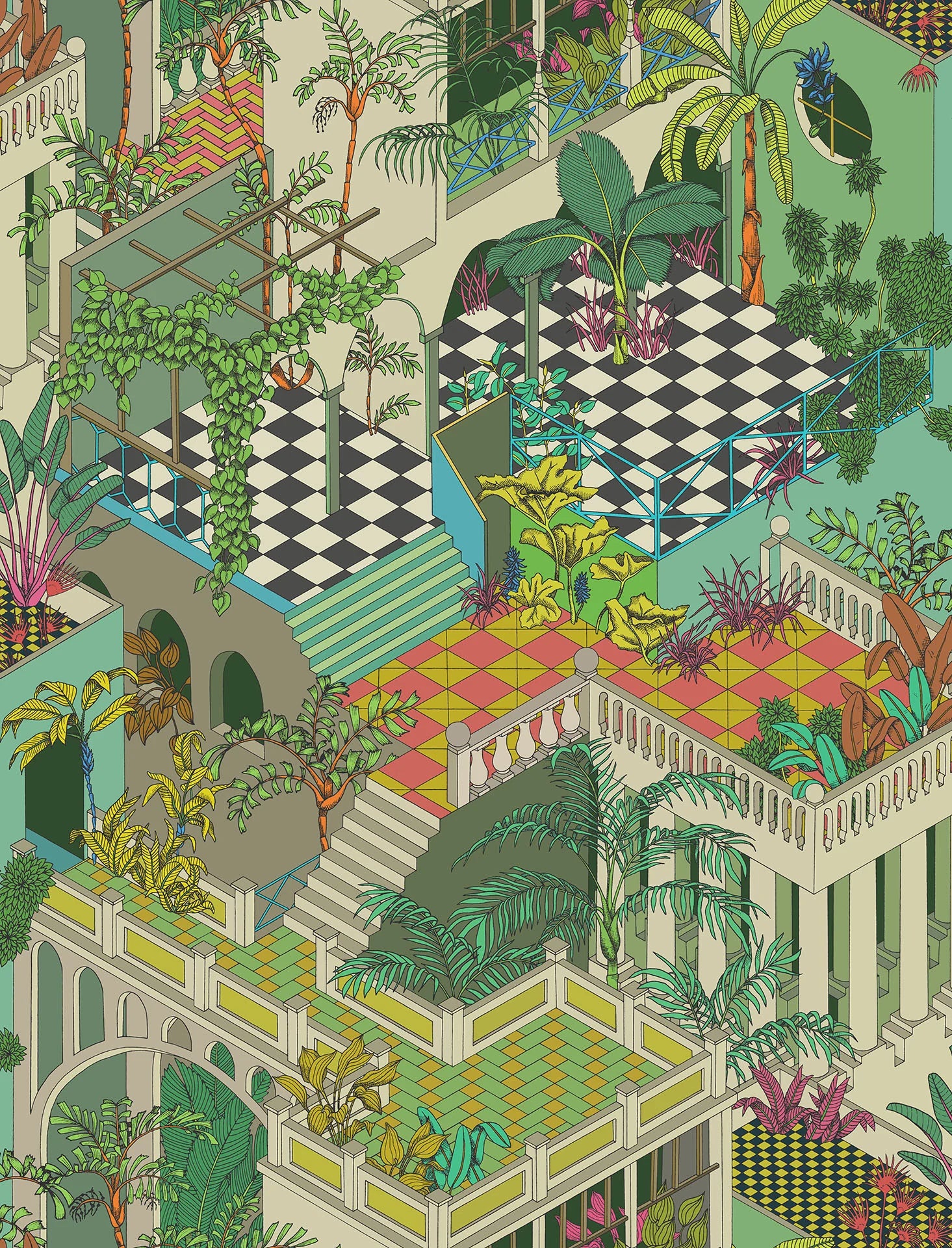 Cole & Son Contemporary Collection, Miami Olive Green Multi