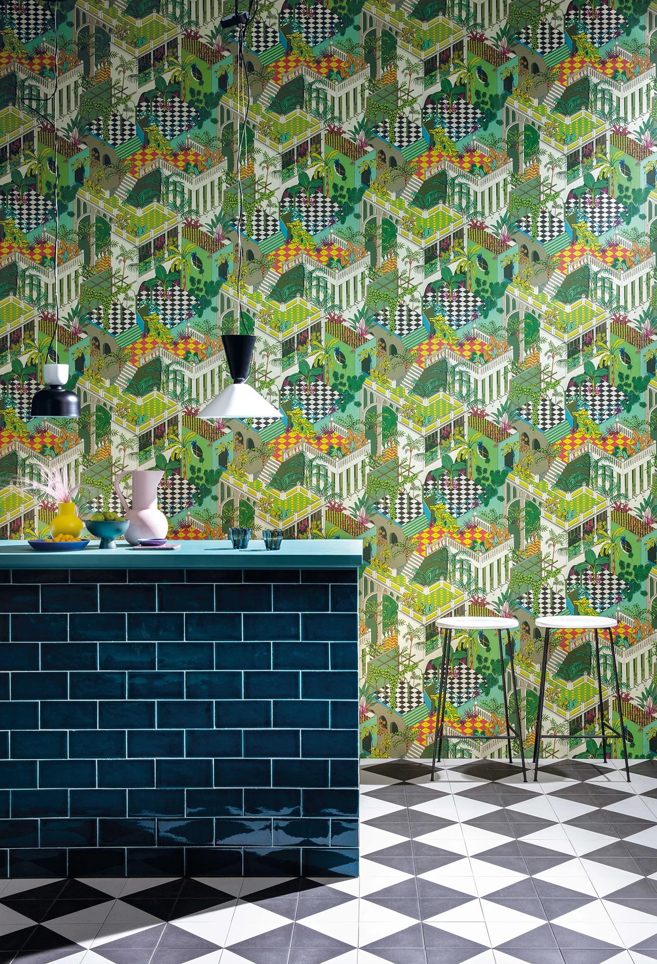 Cole & Son Contemporary Collection, Miami Olive Green Multi