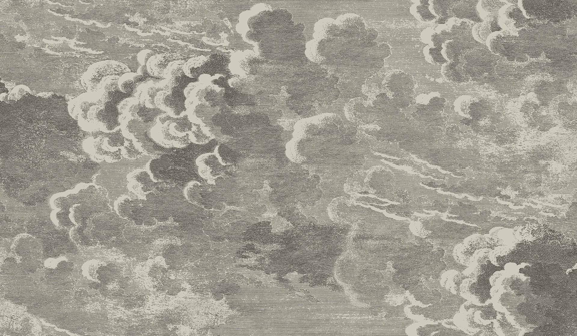 Cole & Son Fornasetti Nuvolette, Metallic Gilver & Charcoal