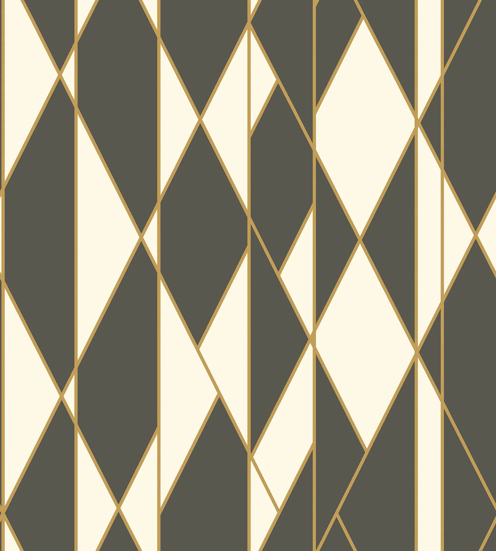 Cole & Son Geometric II Oblique, Black, White and Metallic Gold