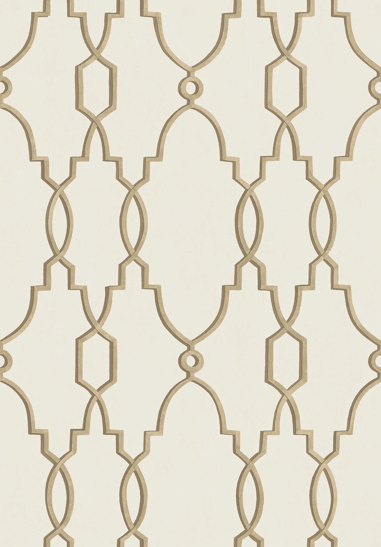 Cole & Son Folie Parterre, Metallic Antique Gold on White