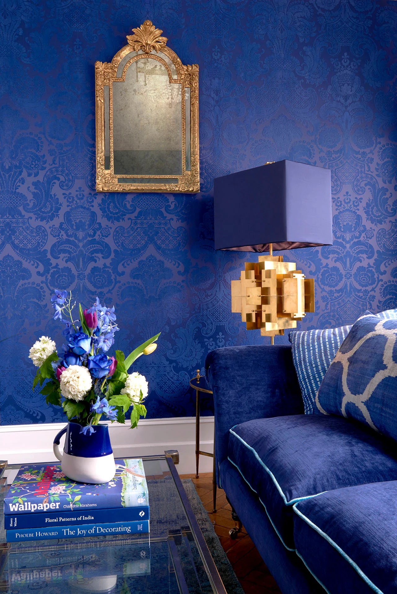 Cole & Son Mariinsky Damask Petrouchka, Hyacinth Blue