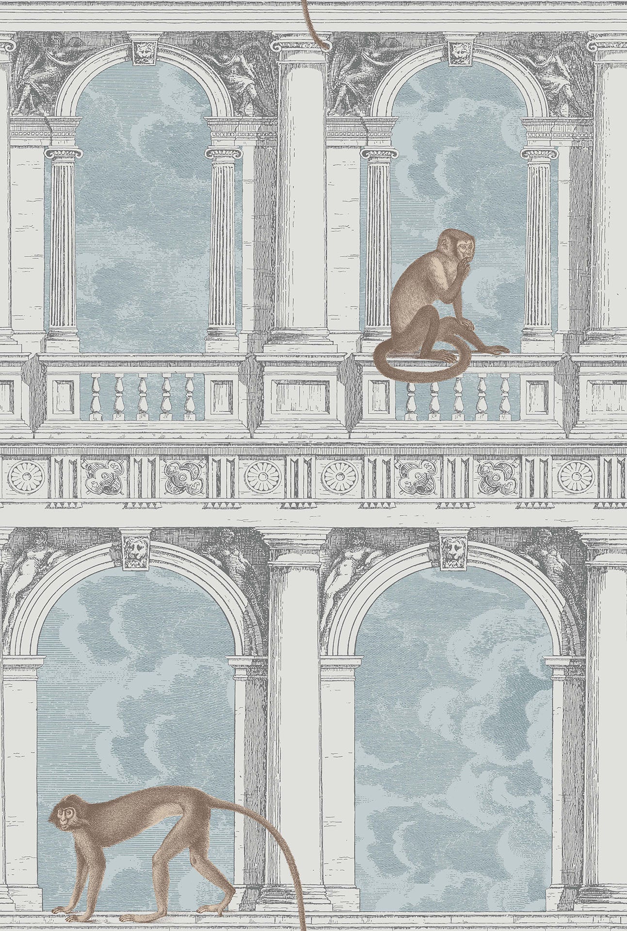 Cole & Son Fornasetti Procuratie con vista, Soft Grey & Ice Blue