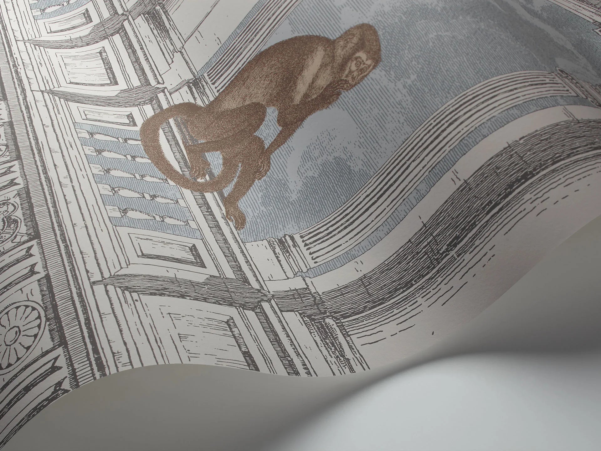 Cole & Son Fornasetti Procuratie con vista, Soft Grey & Ice Blue