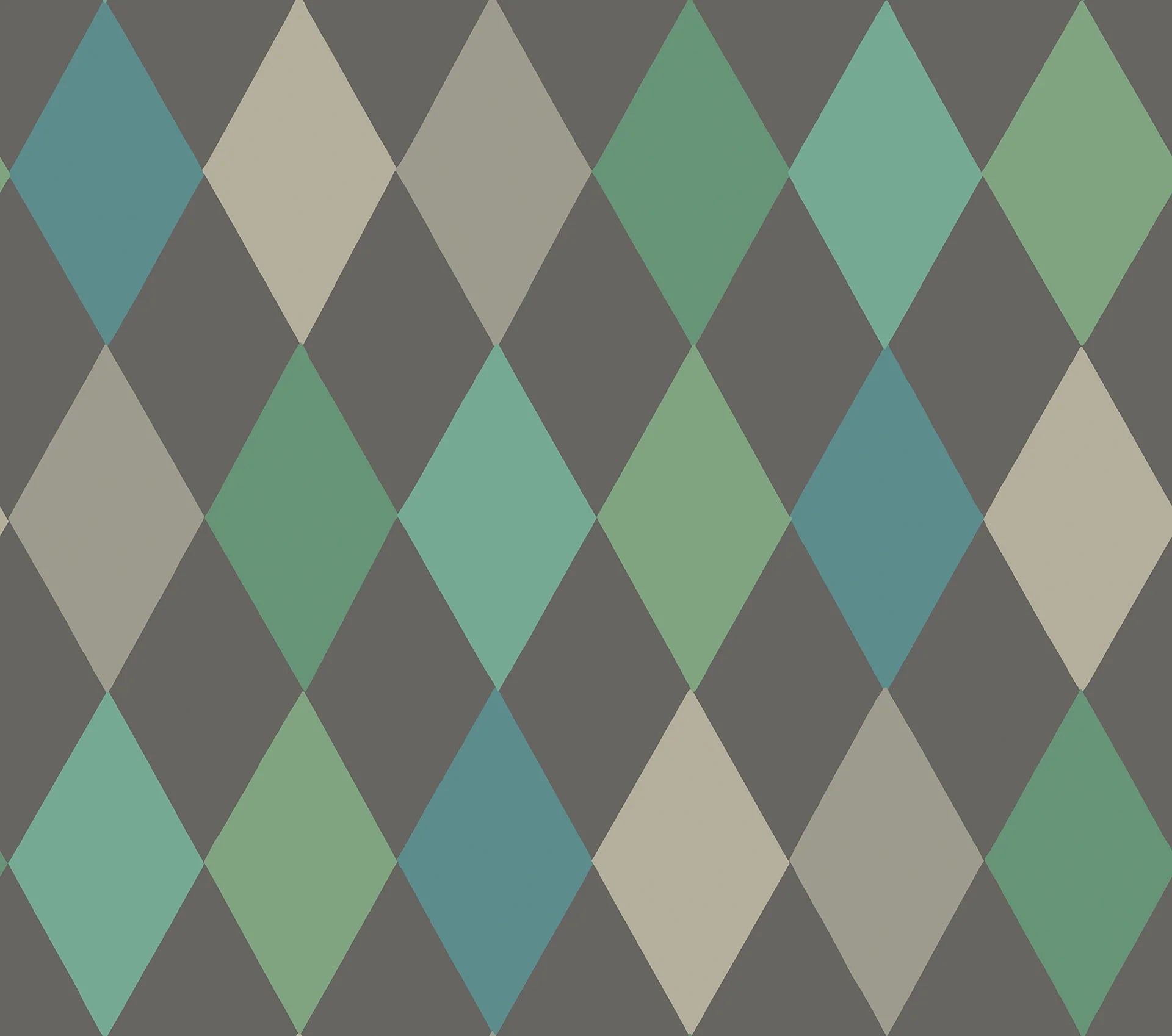 Cole & Son Whimsical Punchinello, Viridian & Petrol on Charcoal