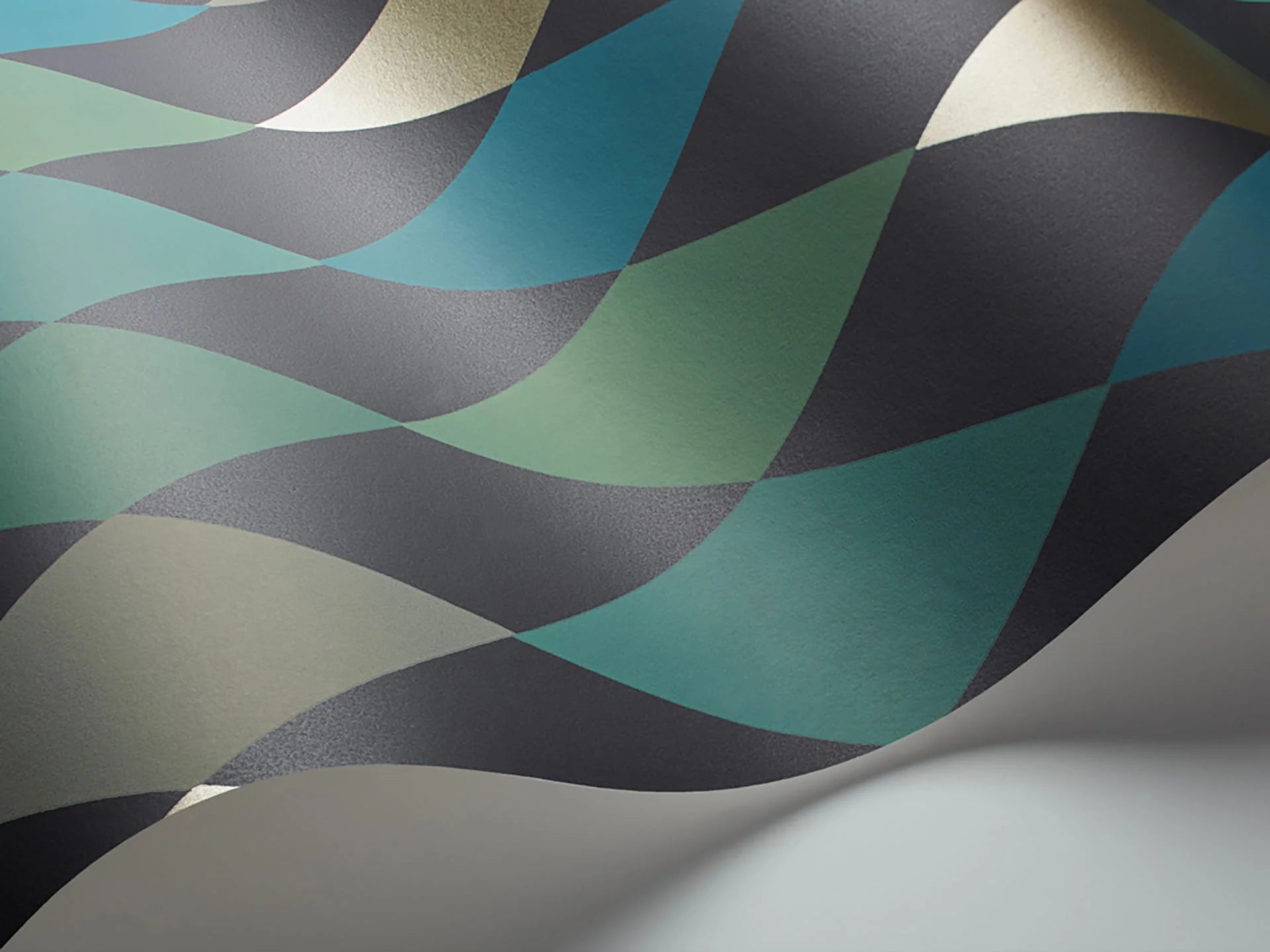 Cole & Son Whimsical Punchinello, Viridian & Petrol on Charcoal