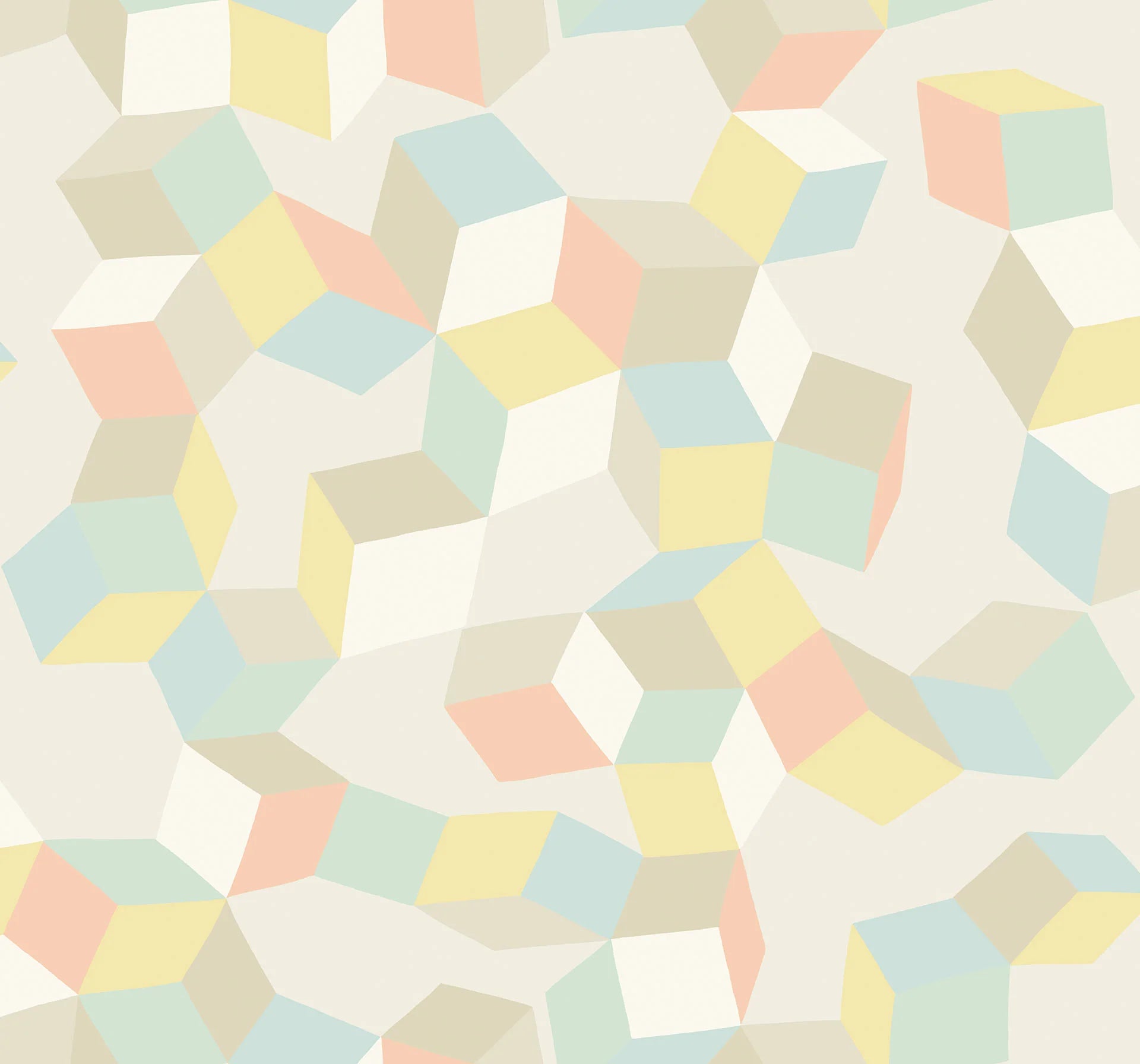 Cole & Son , Geometric II Puzzel , Duck Egg & Yellow on Cream