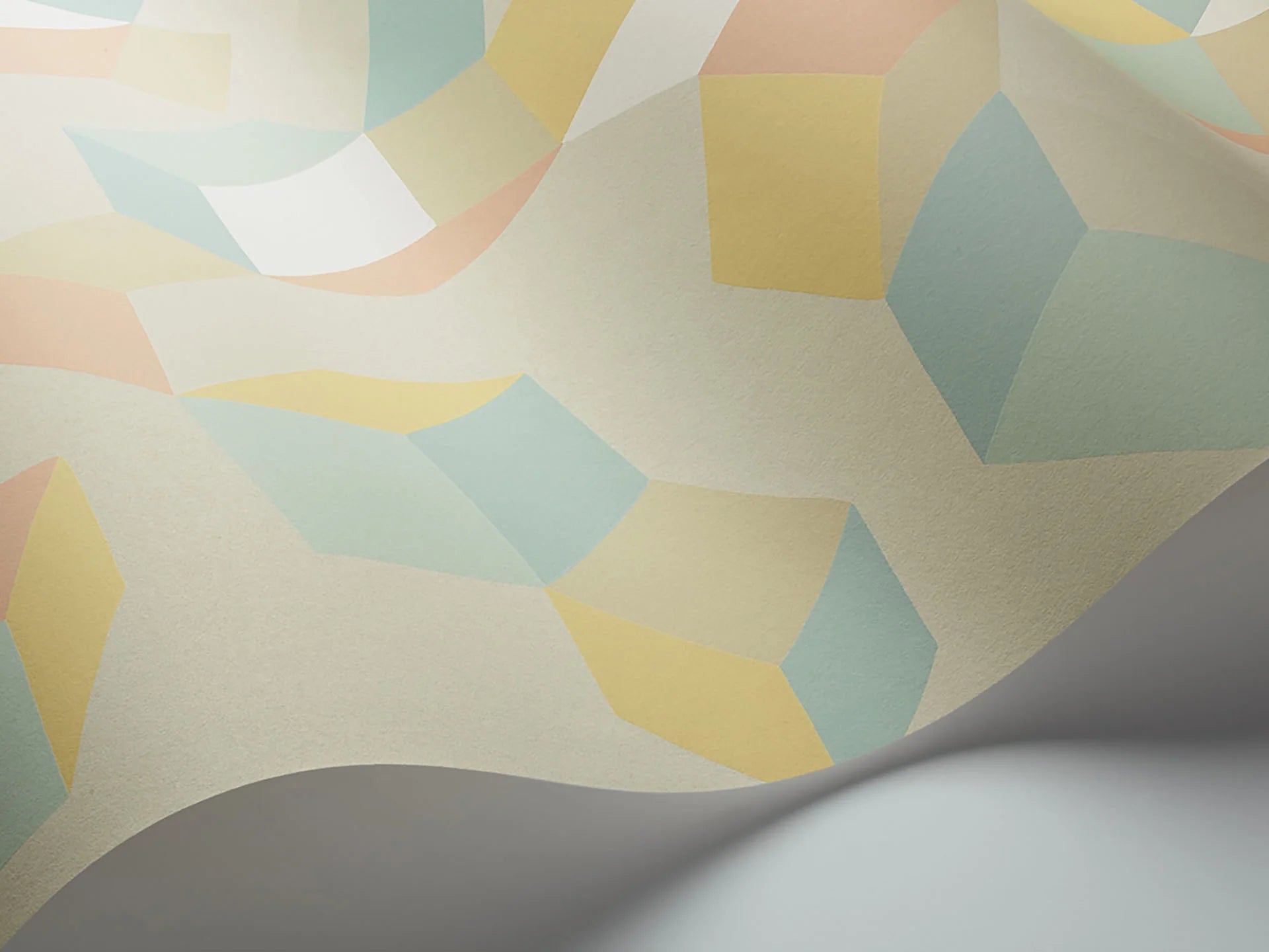 Cole & Son , Geometric II Puzzel , Duck Egg & Yellow on Cream