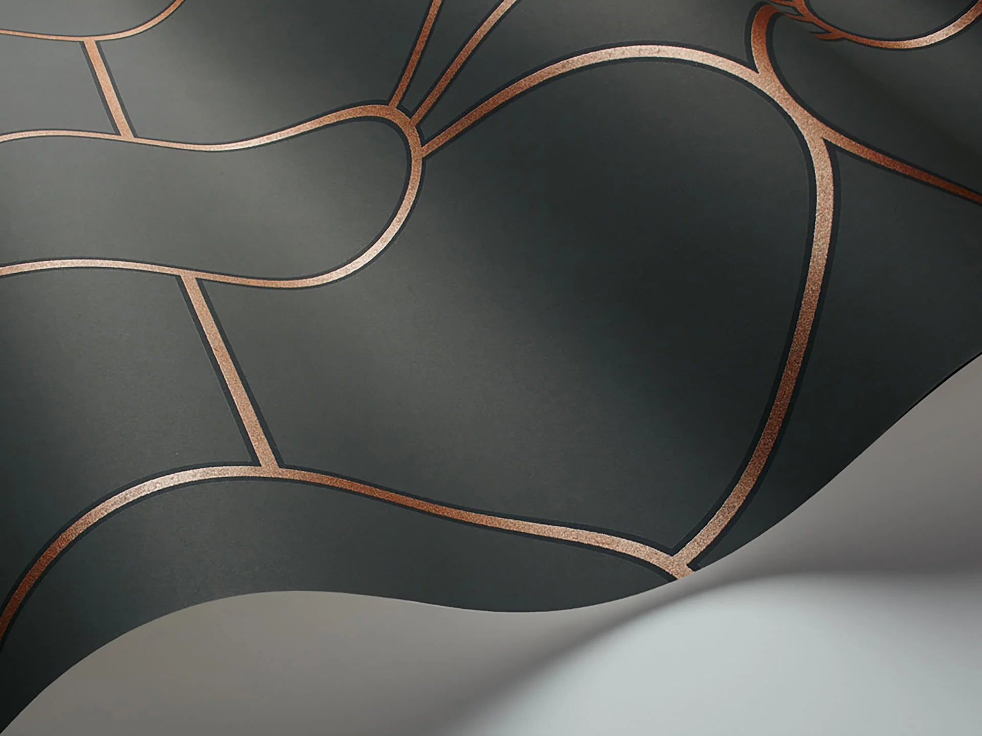 Cole & Son , Geometric II Rivièra Metallic Bronze on Charcoa