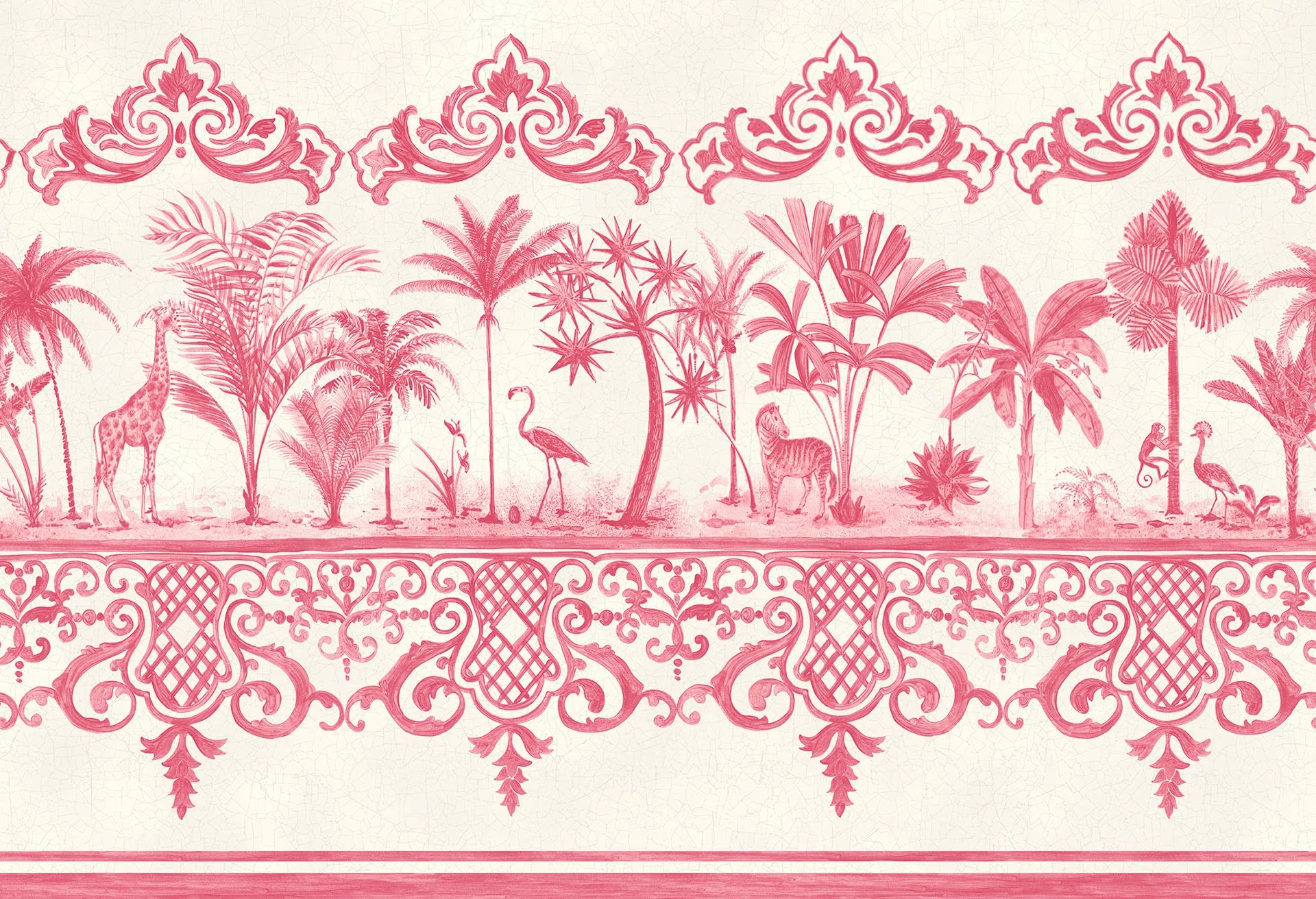 Cole & Son Folie Rousseau Border, Fuchsia on White