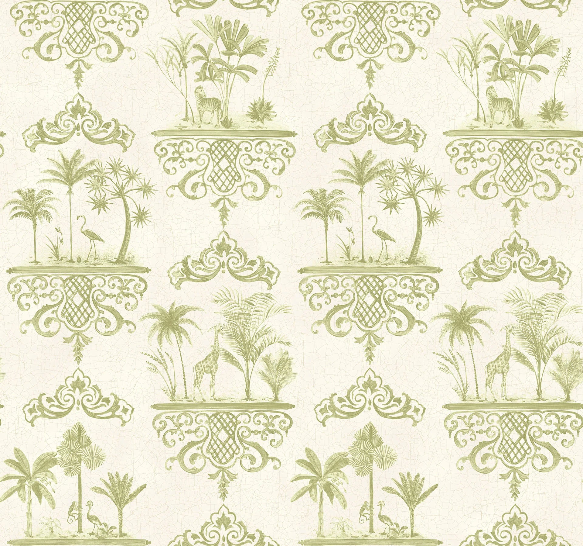 Cole & Son Folie Rousseau, Olive Green on Cream