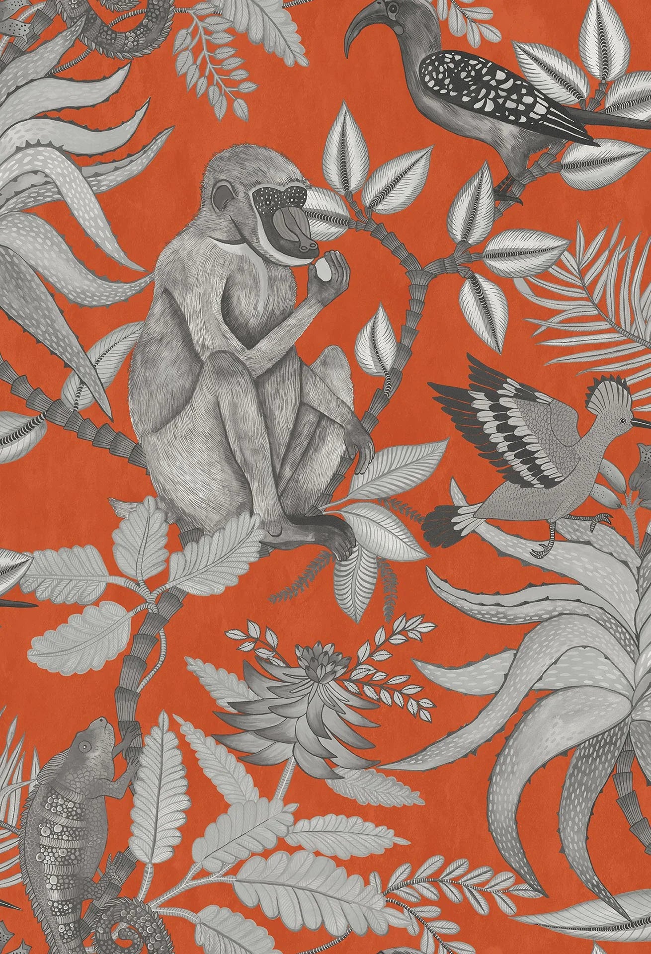Cole & Son Ardmore Savuti, Soot on Tangerine