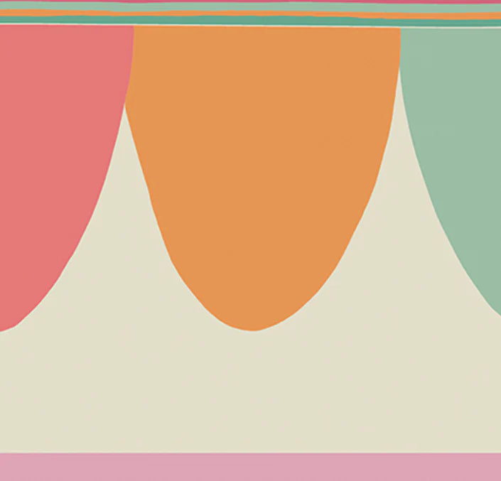 Cole & Son Whimsical Scaramouche, Fuchsia, Chartreuse, Orange & Teal on Oat