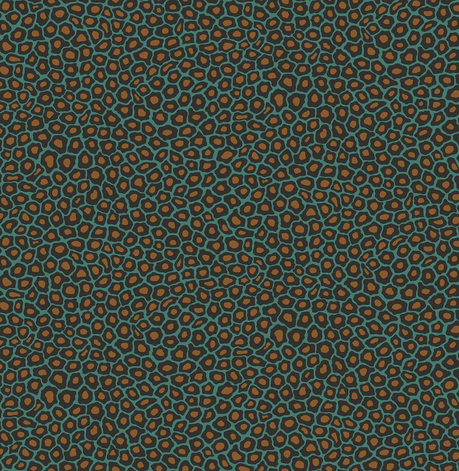 Cole & Son Ardmore Senzo Spot, Charcoal & Metallic Gold on Teal