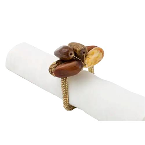 Een elegante servetring in warme bruintint, 6x5x8 cm, perfect voor een verfijnde tafelaankleding, passend binnen de Flamant-esthetiek van verfijning en functionaliteit.