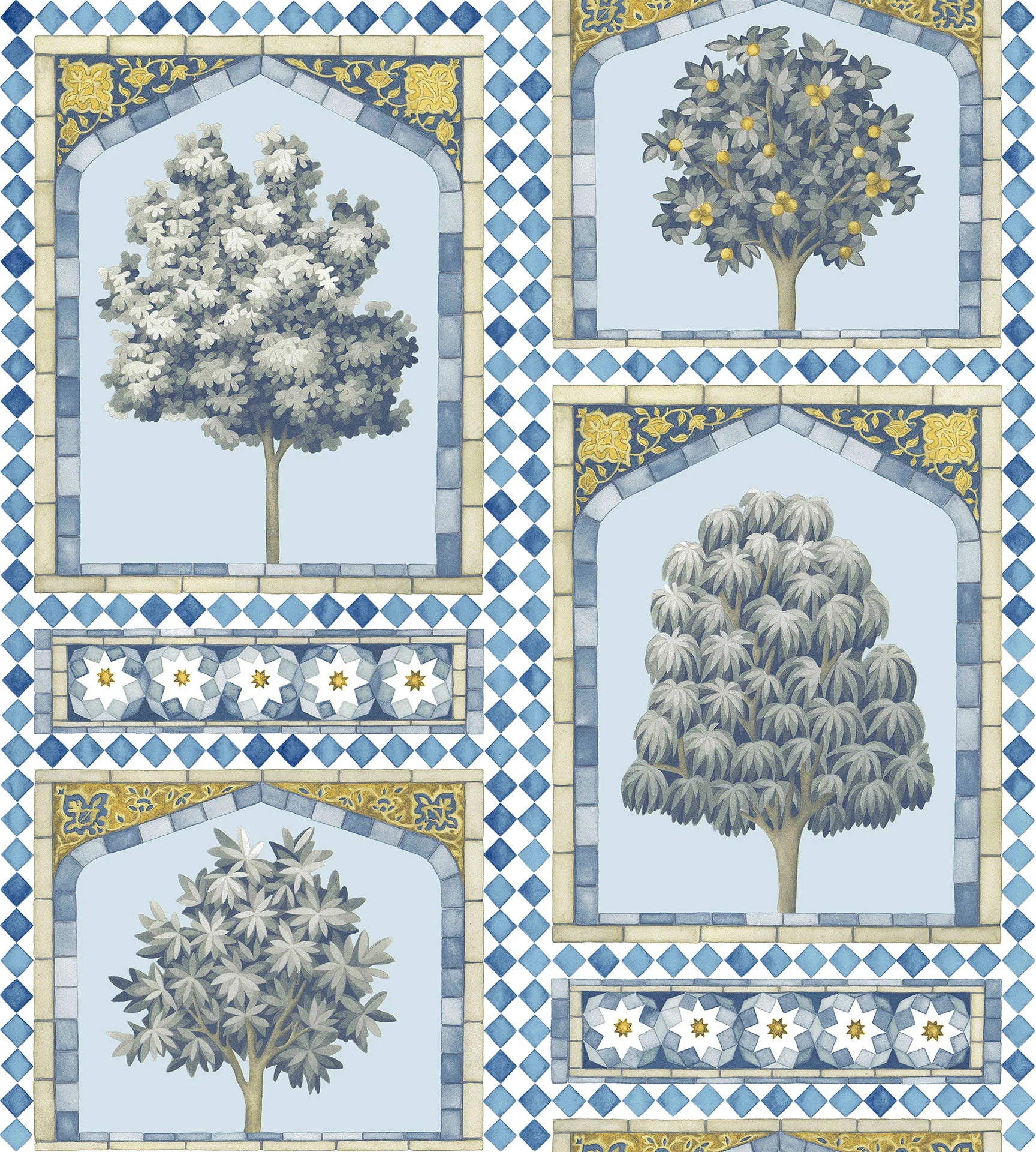Cole & Son Martyn Lawrence Bullard, Sultan's Palace, China Blue & Ochre