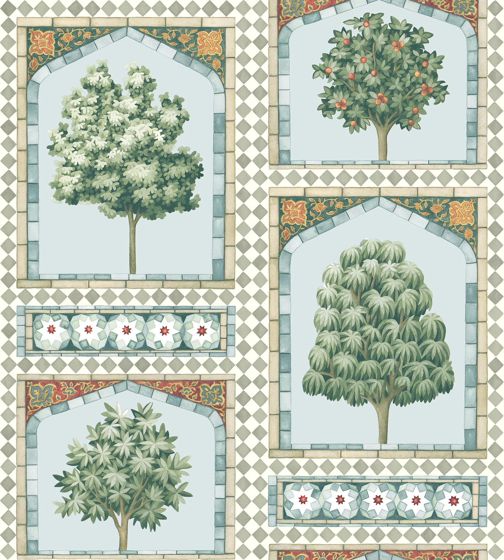 Cole & Son Martyn Lawrence Bullard, Sultan's Palace, Print Room Blue & Duck Egg
