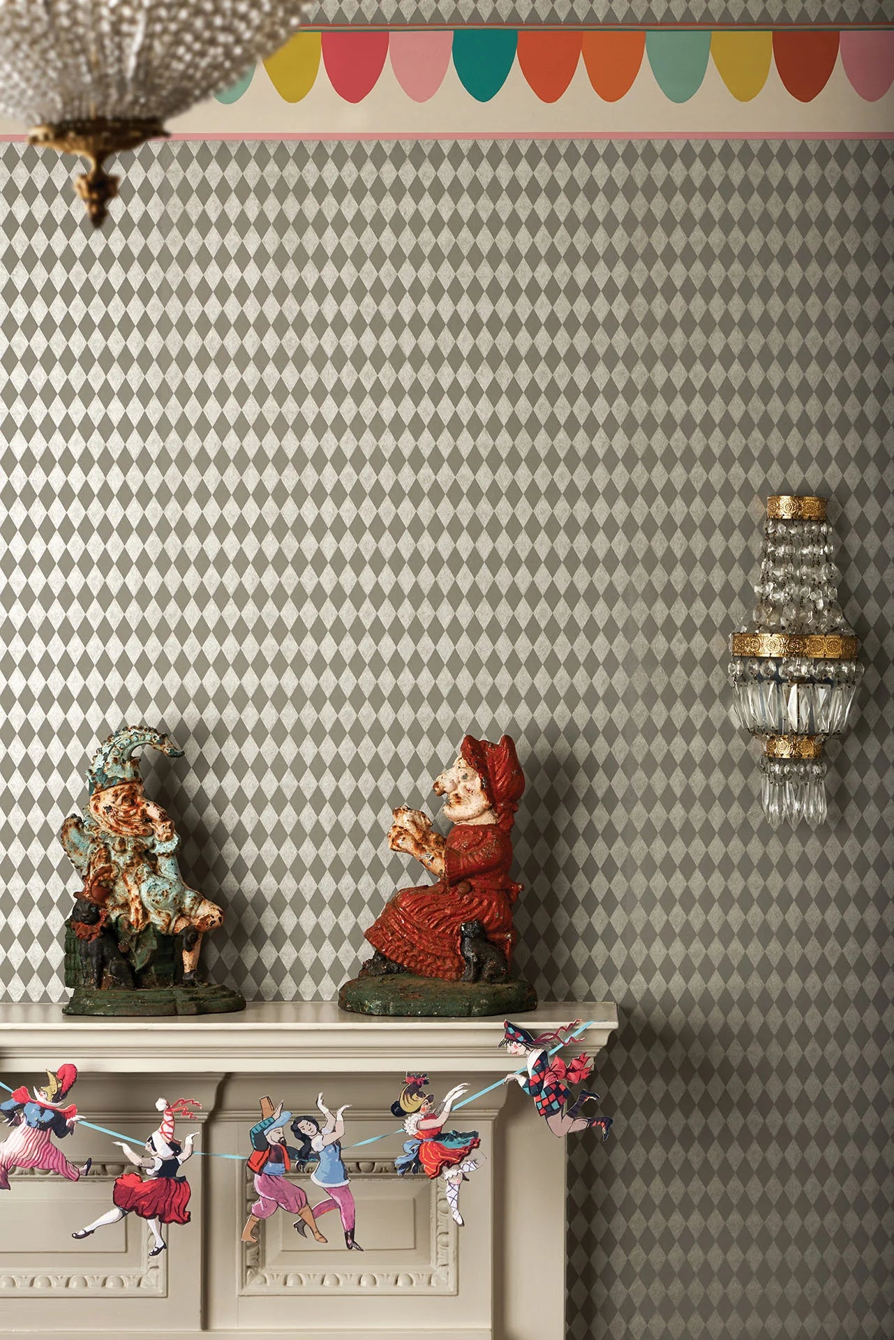 Cole & Son Whimsical Titania, Metallic Pewter on Soot