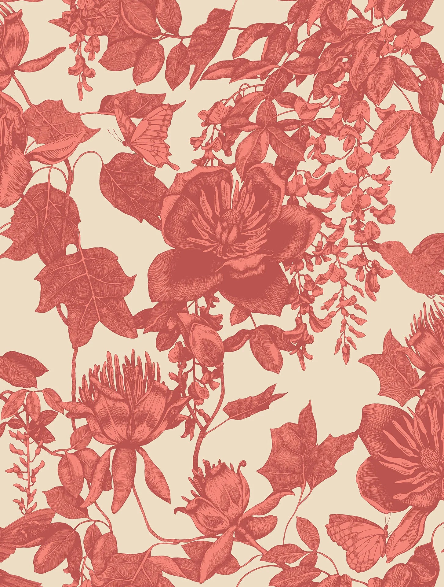 Cole & Son Folie Tivoli, Red on Cream