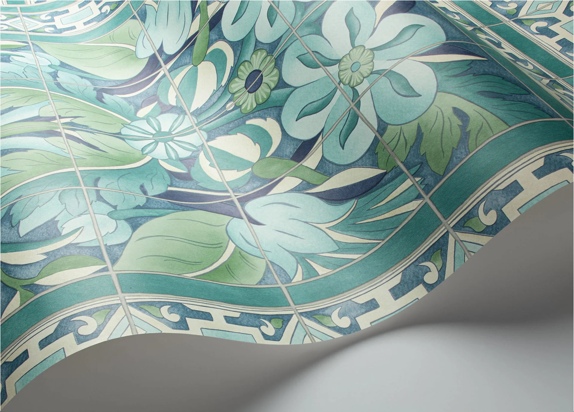 Cole & Son Seville Triana, Teal & Dark Teal on Denim