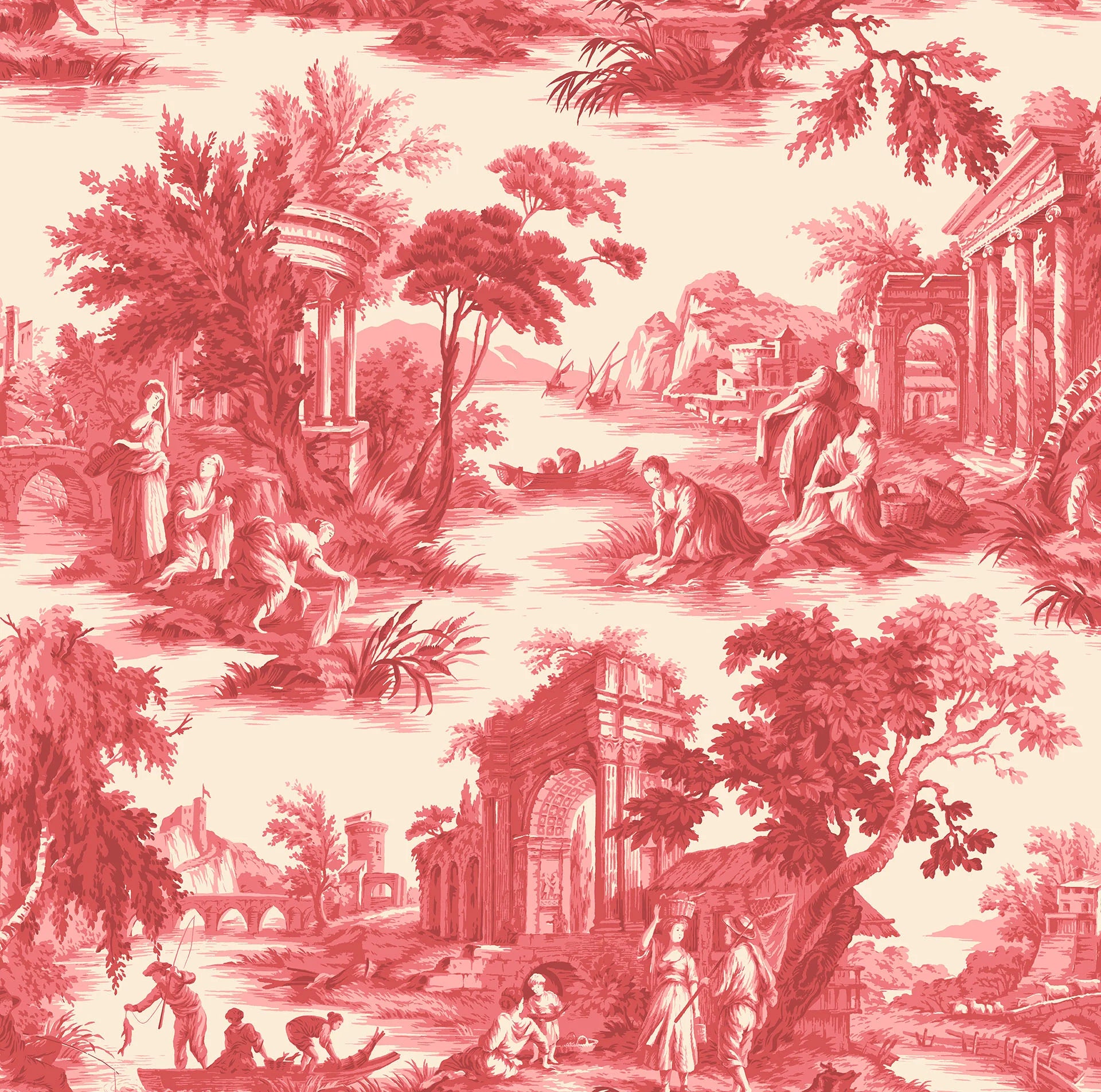 Cole & Son Folie Villandry, Red on Parchment