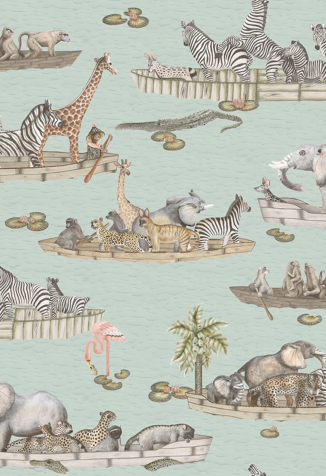 Cole & Son Ardmore Zambezi, Multi on Seafoam