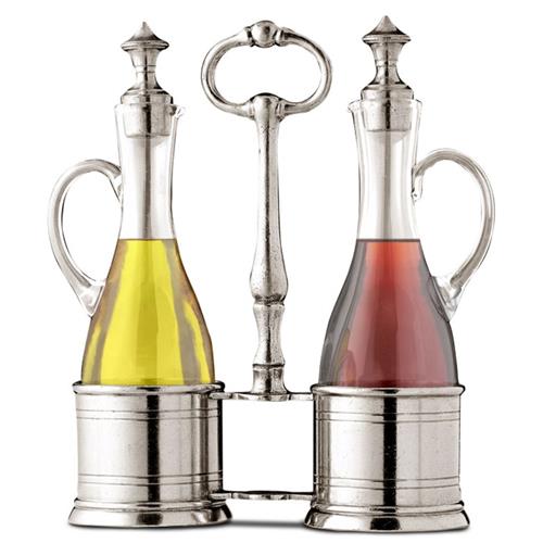 Oil and Vinegar Set Todi H23 Sleek with Italian Tin caps