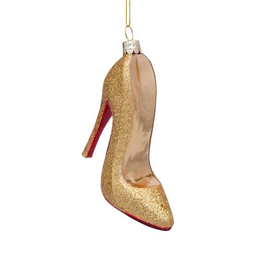 Kersthanger Pump Glitter Goud 10cm