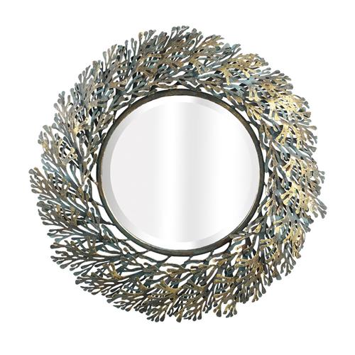 PTMD Spiegel Carlyn antique koraalbladeren Dia: 67cm