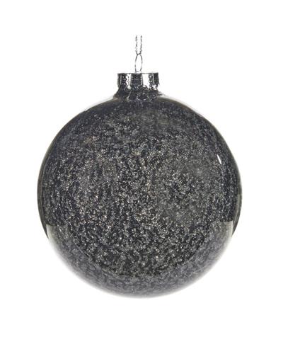 KERSTBAL ZWART MET GLITTERS 10CM
