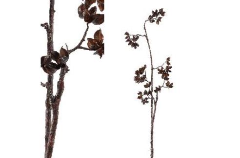 PTMD Decorative Branch Cotton Plant brown