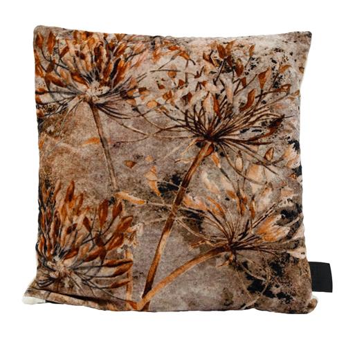 Sierkussen Gerino grijs met droogbloemen 45x45cm