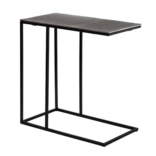 Bijzettafel Tristan Zilver met metalen zwart 54x29x54cm