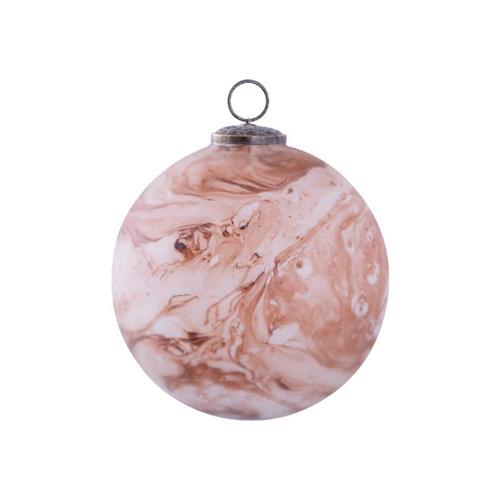 Kerstbal oudroze gemarmerd L 15cm