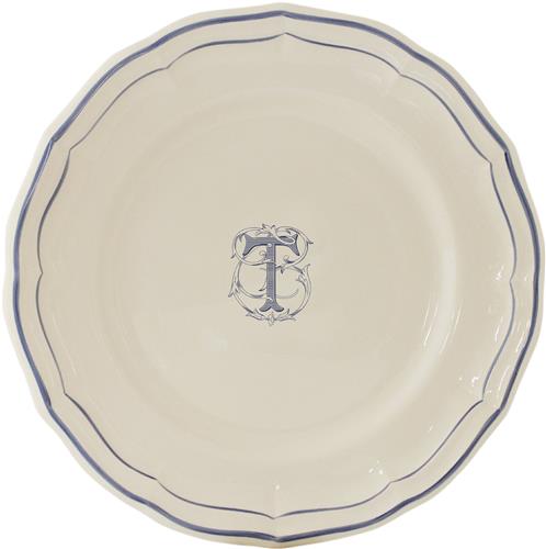 CAKE PLATE FILET MANGANESE MONOGRAMME "T" 16.5CM