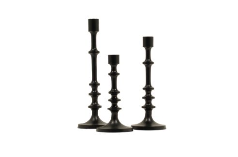 Jacques Flamant Kandelaar met ringen zwart 34 cm