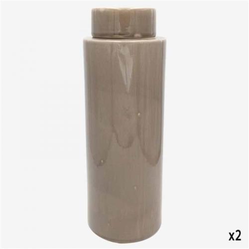 Quaint & Quality Round pot with lid Taupe H40