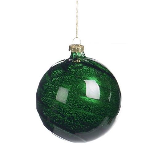 Kerstbal Swirl Glanzend Groen 10cm