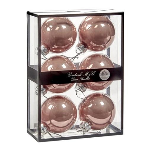 Kerstballenset (6 stuks) Zachtroze 7cm