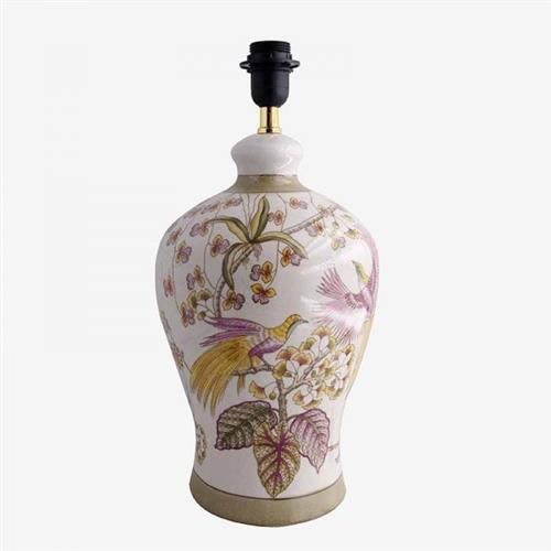 Lampvoet Amphora met gekleurde vogels 46cm
