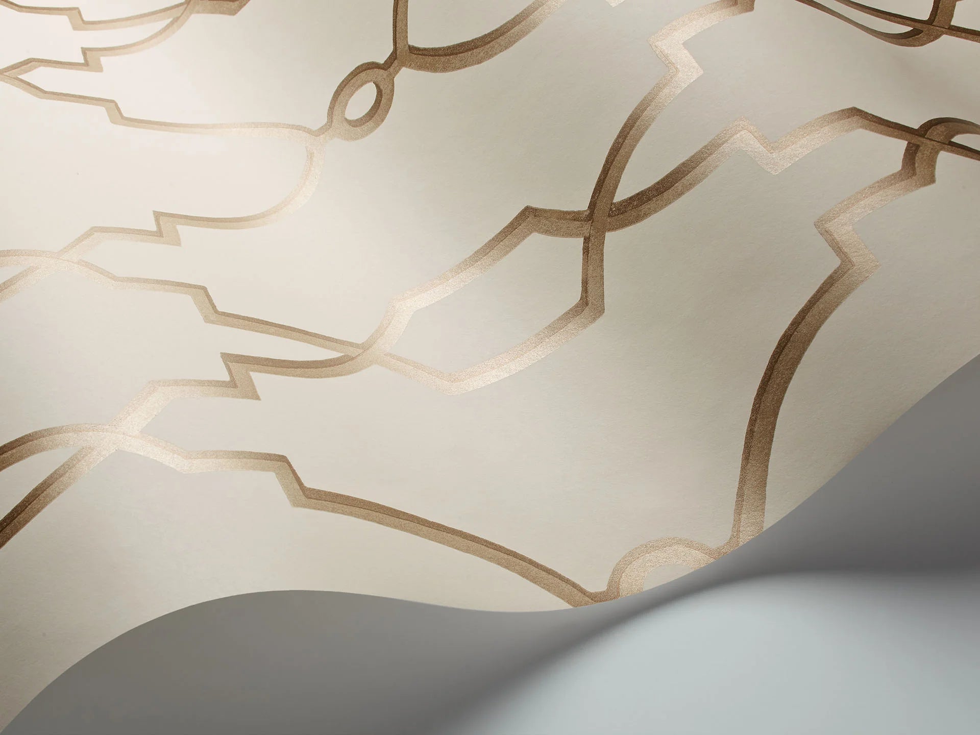 Cole & Son Folie Parterre, Metallic Antique Gold on White