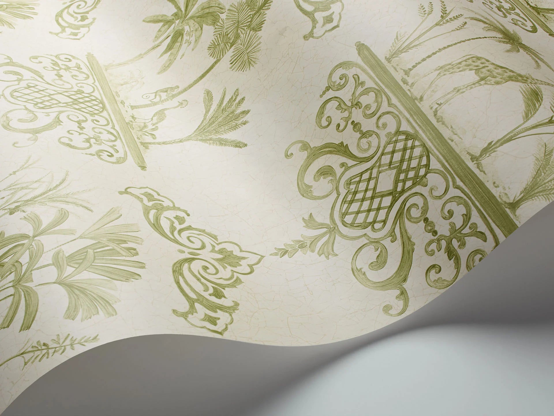 Cole & Son Folie Rousseau, Olive Green on Cream