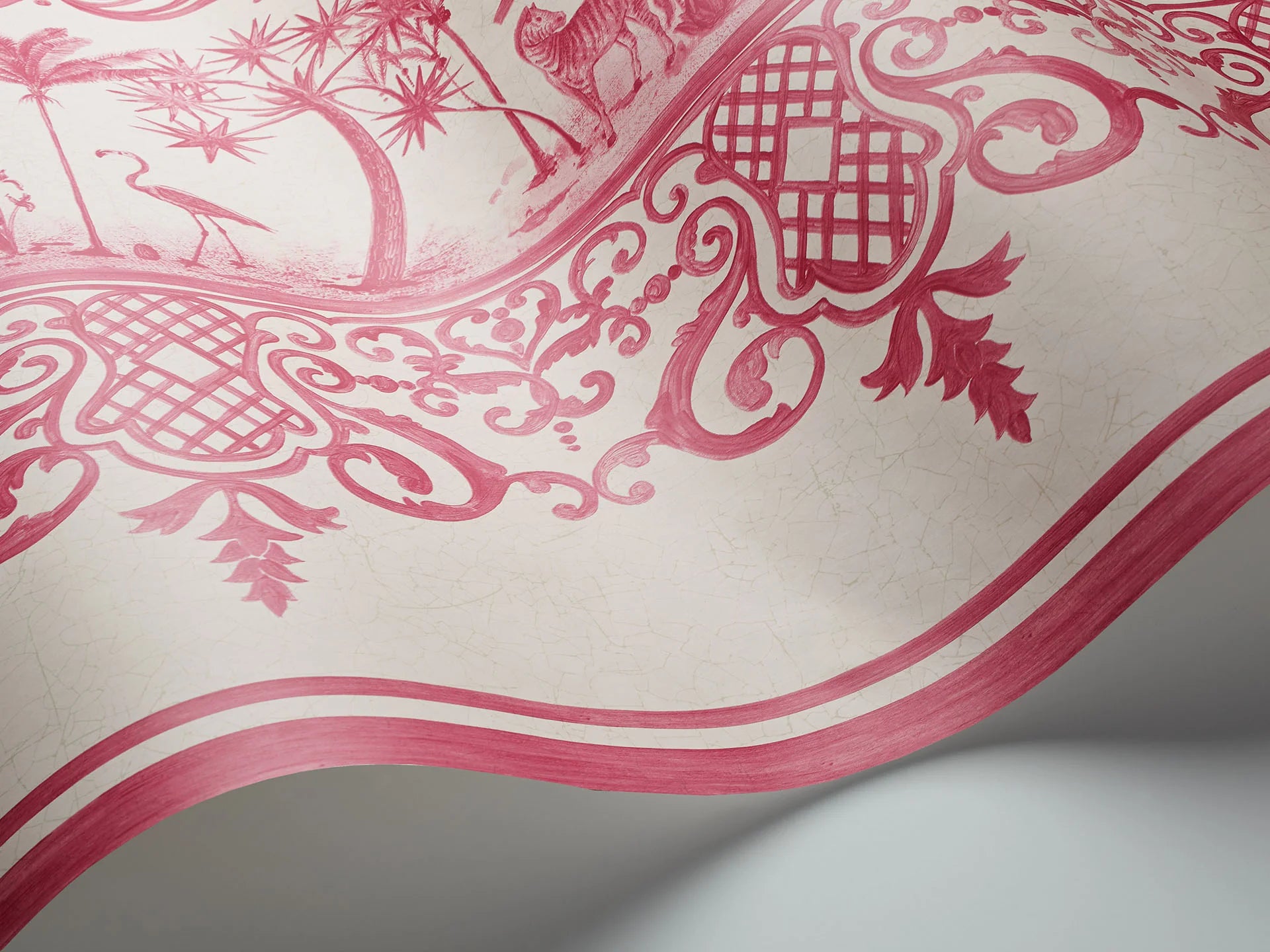 Cole & Son Folie Rousseau Border, Fuchsia on White