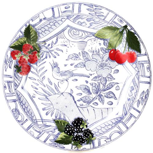Dinerbord Oiseau Bleu Fruits 27,4cm - Luxe Servies van Gien